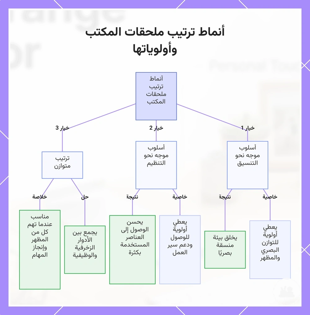 أنماط ترتيب ملحقات المكتب وأولوياتها