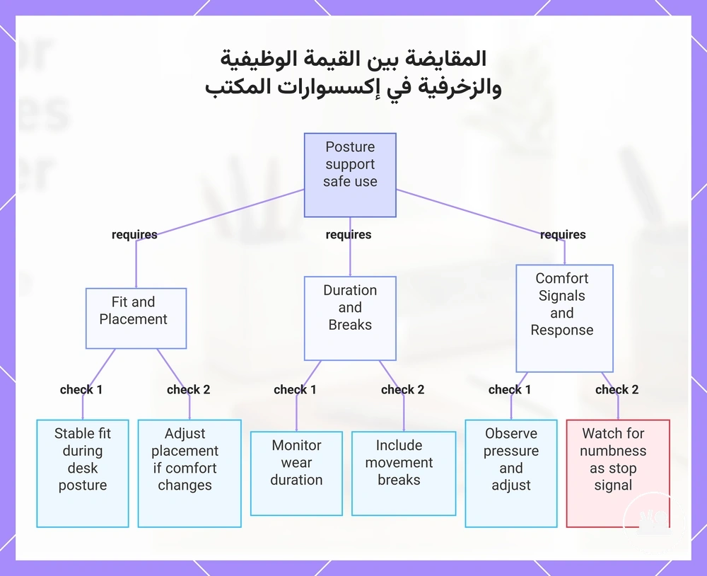 المقايضة بين القيمة الوظيفية والزخرفية في إكسسوارات المكتب