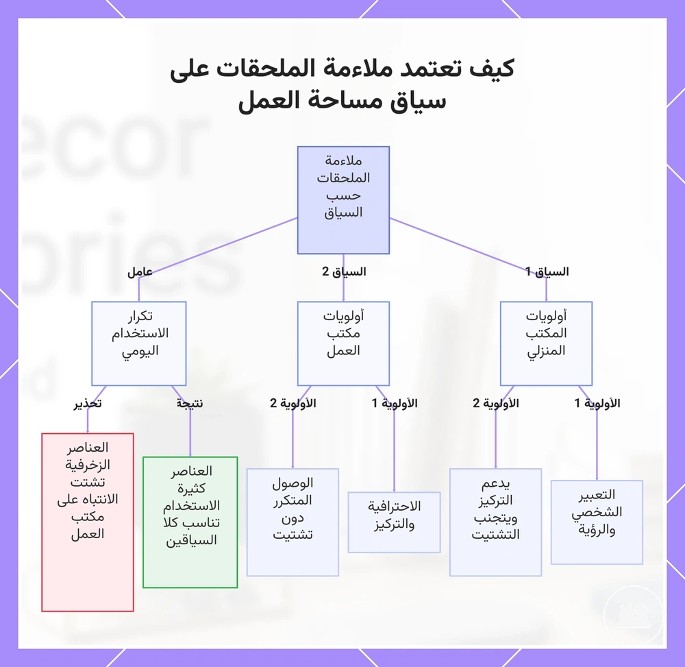 كيف تعتمد ملاءمة الملحقات على سياق مساحة العمل