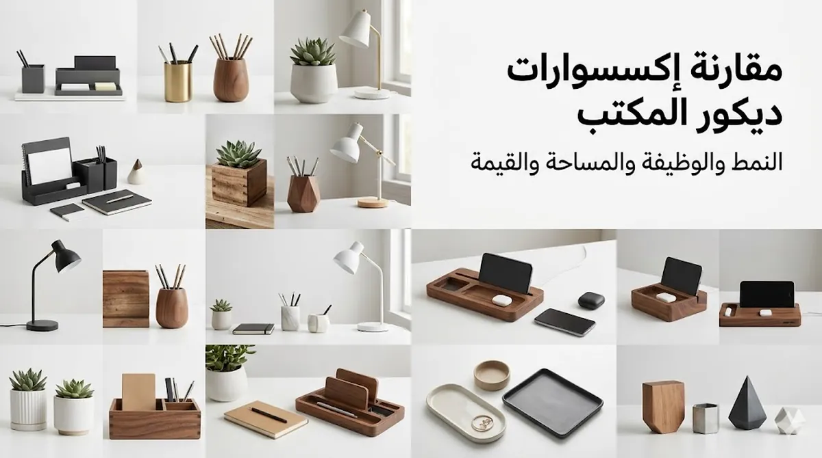 إكسسوارات ديكور مكتب مقارنة حسب النمط والوظيفة واحتياج المساحة والقيمة