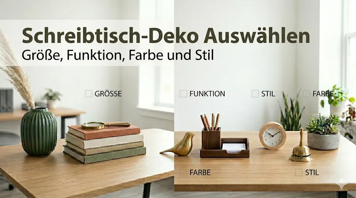 Schreibtisch-Deko-Accessoires nach Größe, Funktion, Farbe und Stil des Arbeitsplatzes ausgewählt