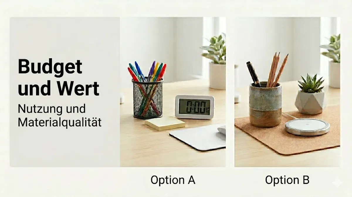 Schreibtisch-Deko-Accessoires nach Budget, Gebrauchswert und Materialqualität verglichen