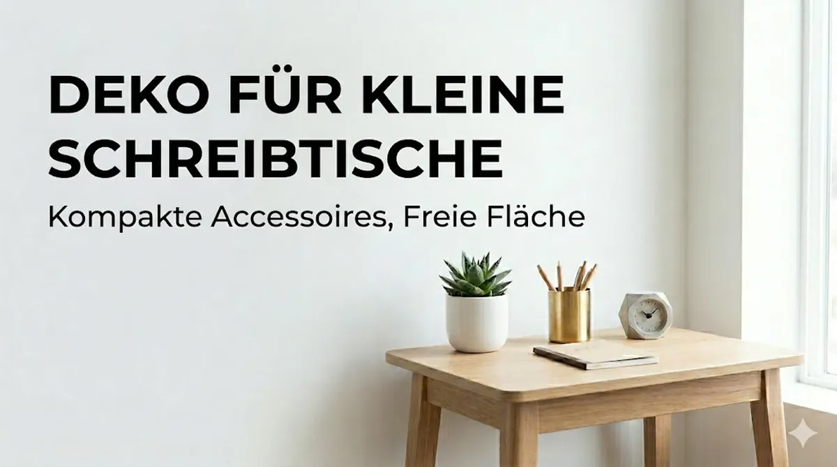 Kompakte Schreibtisch-Deko-Accessoires auf einem kleinen Tisch ohne überladene Fläche
