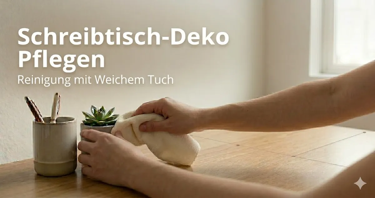 Schreibtisch-Deko-Accessoires werden mit einem weichen Tuch gereinigt und gepflegt
