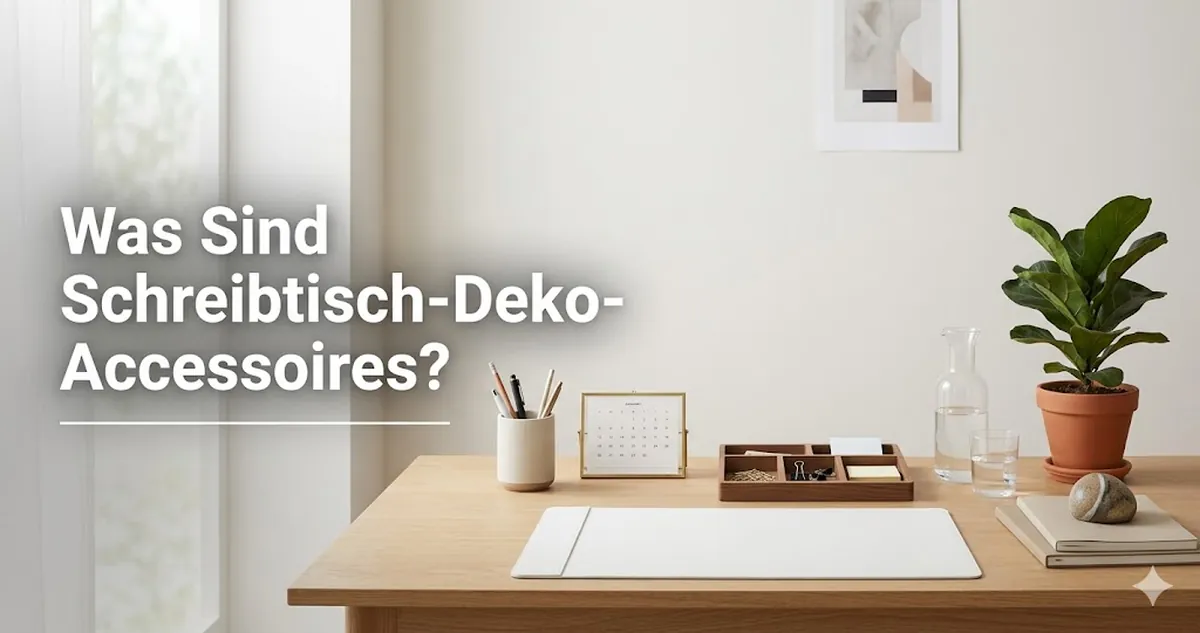 Häufige Schreibtisch-Deko-Accessoires wie Organizer, Ablagen, Halter und dekorative Objekte