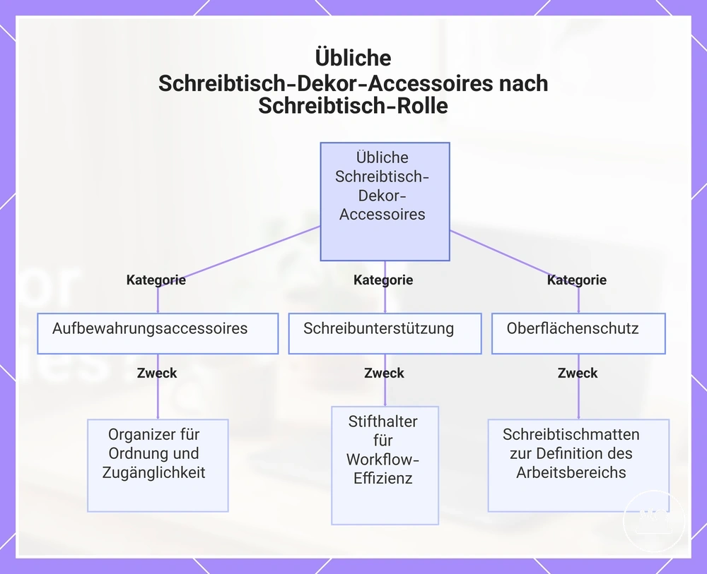 Übliche Schreibtisch-Dekor-Accessoires nach Schreibtisch-Rolle