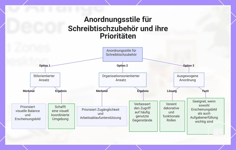 Anordnungsstile für Schreibtischzubehör und ihre Prioritäten