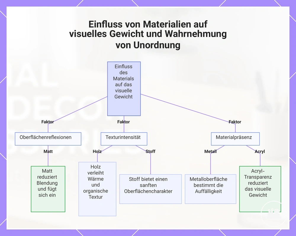 Einfluss von Materialien auf visuelles Gewicht und Wahrnehmung von Unordnung