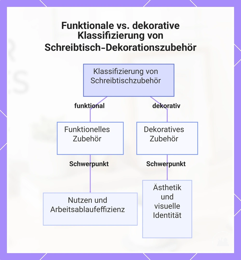 Funktionale vs. dekorative Klassifizierung von Schreibtisch-Dekorationszubehör
