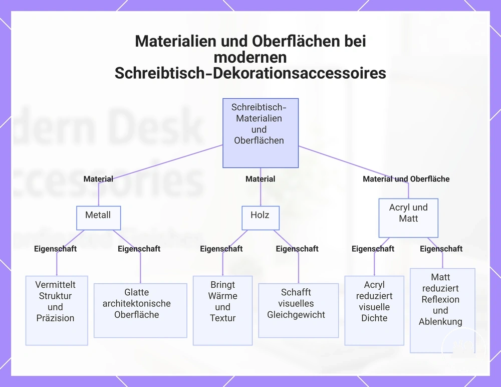 Materialien und Oberflächen bei modernen Schreibtisch-Dekorationsaccessoires