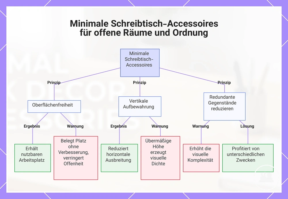 Minimale Schreibtisch-Accessoires für offene Räume und Ordnung