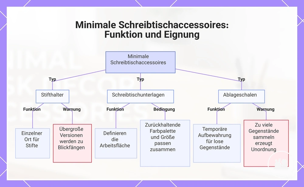 Minimale Schreibtischaccessoires: Funktion und Eignung