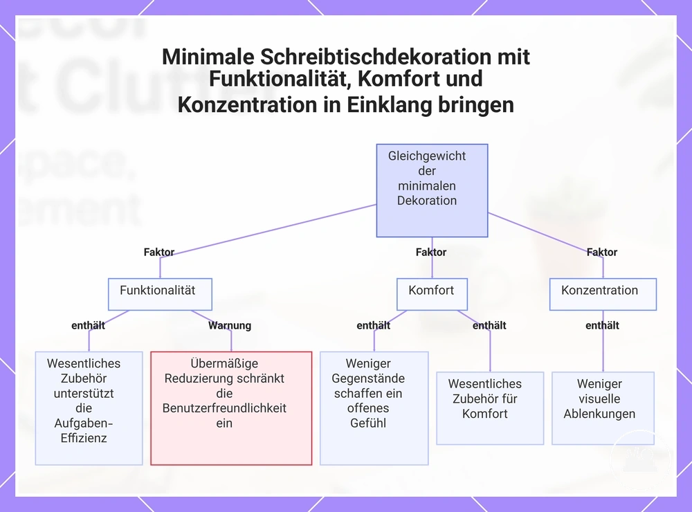 Minimale Schreibtischdekoration mit Funktionalität, Komfort und Konzentration in Einklang bringen