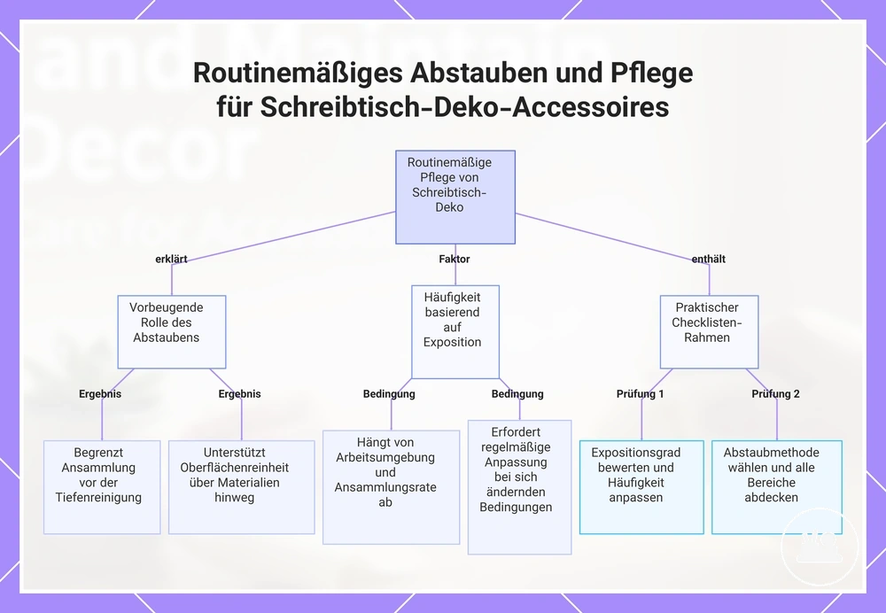 Routinemäßiges Abstauben und Pflege für Schreibtisch-Deko-Accessoires