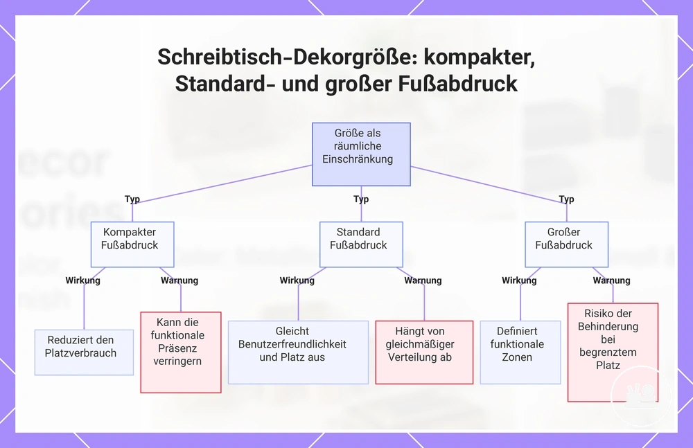 Schreibtisch-Dekorgröße: kompakter, Standard- und großer Fußabdruck