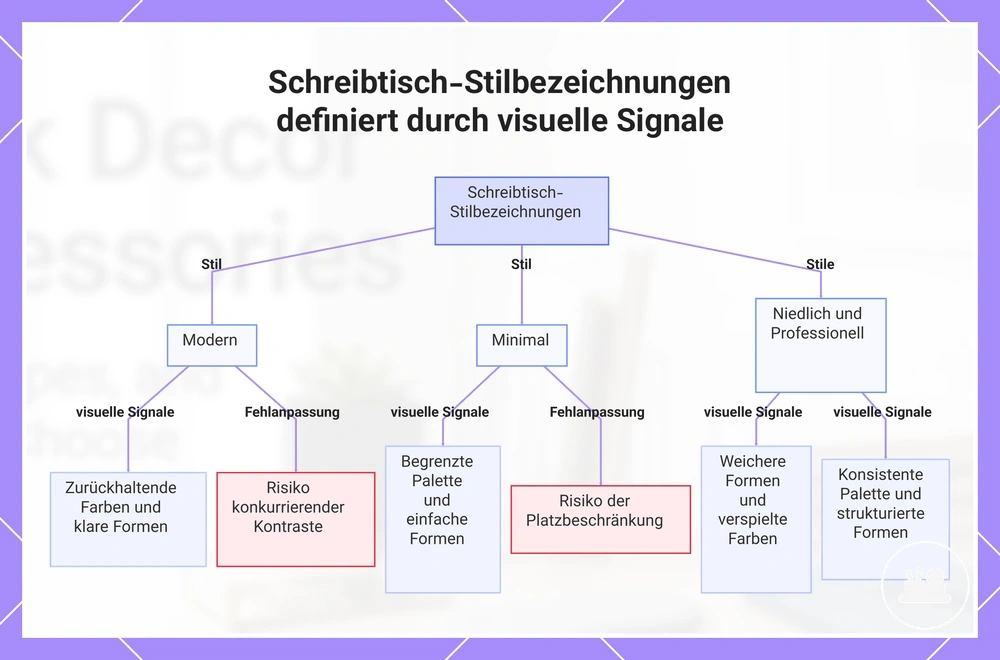 Schreibtisch-Stilbezeichnungen definiert durch visuelle Signale