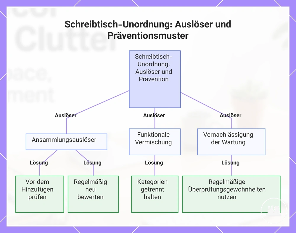 Schreibtisch-Unordnung: Auslöser und Präventionsmuster