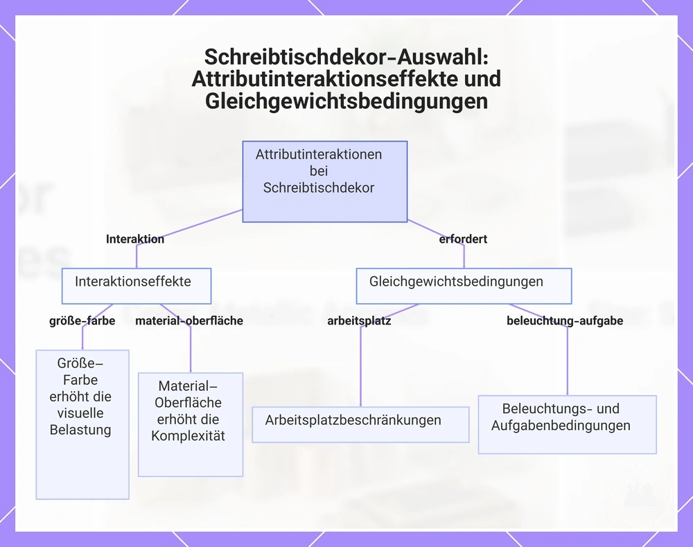 Schreibtischdekor-Auswahl: Attributinteraktionseffekte und Gleichgewichtsbedingungen