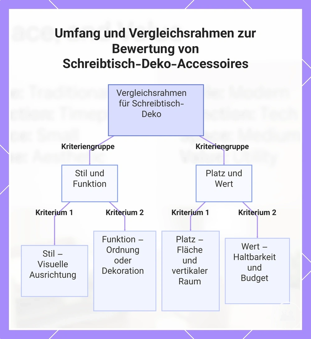 Umfang und Vergleichsrahmen zur Bewertung von Schreibtisch-Deko-Accessoires