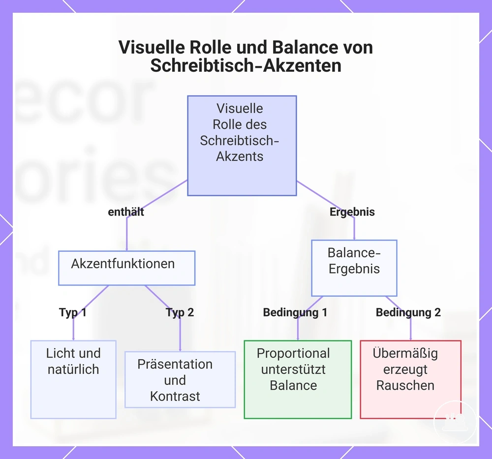 Visuelle Rolle und Balance von Schreibtisch-Akzenten