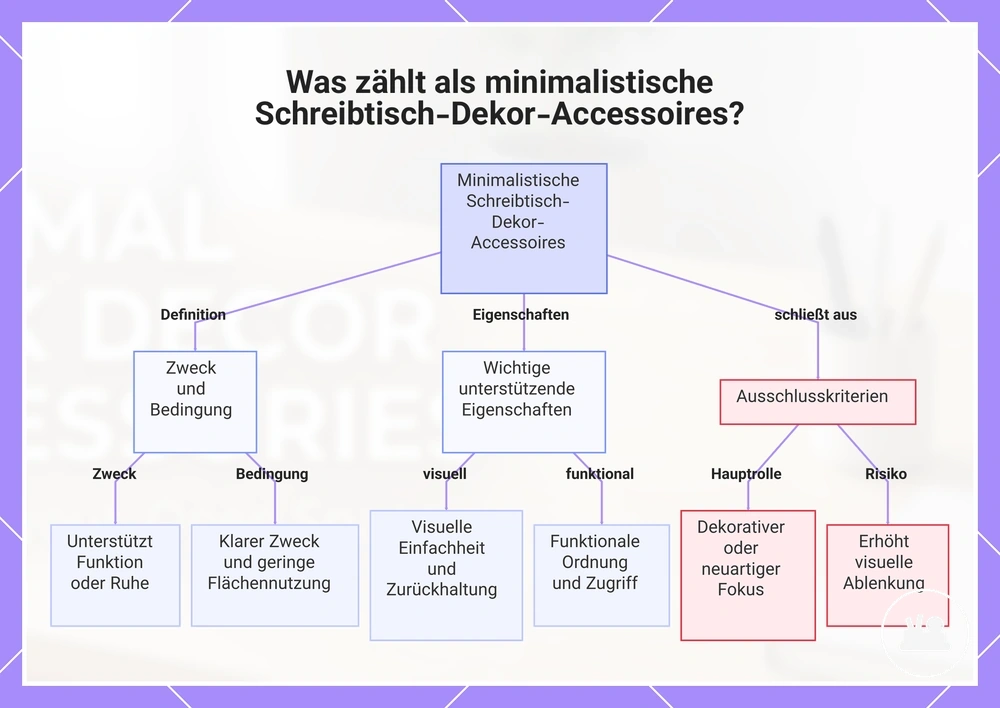 Was zählt als minimalistische Schreibtisch-Dekor-Accessoires?