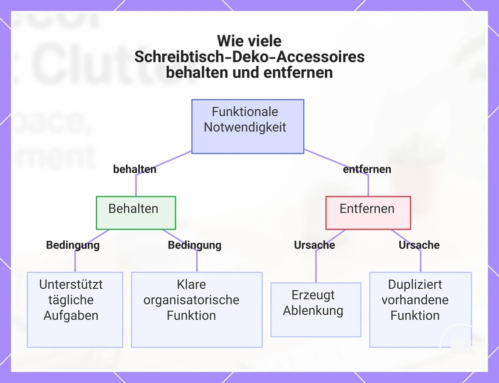 Wie viele Schreibtisch-Deko-Accessoires behalten und entfernen