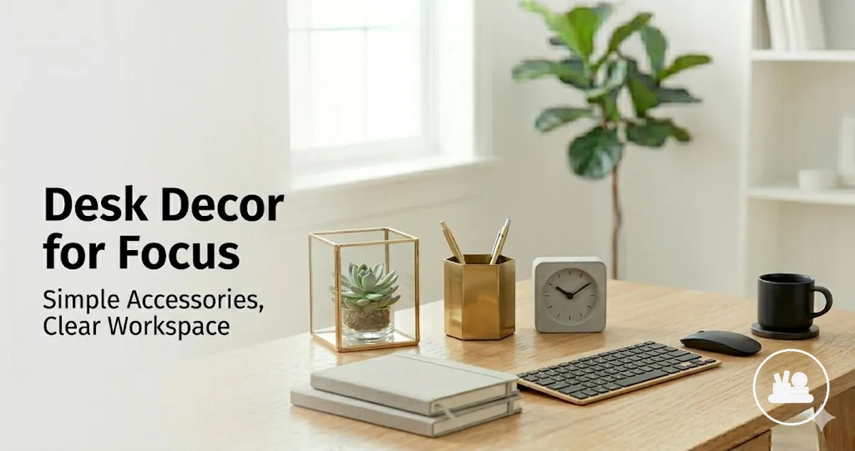 A focused work desk with simple desk decor accessories and clear workspace