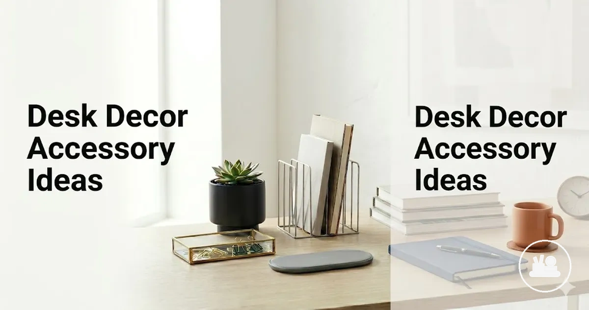 Desk decor accessory ideas displayed on a clean and organized work desk