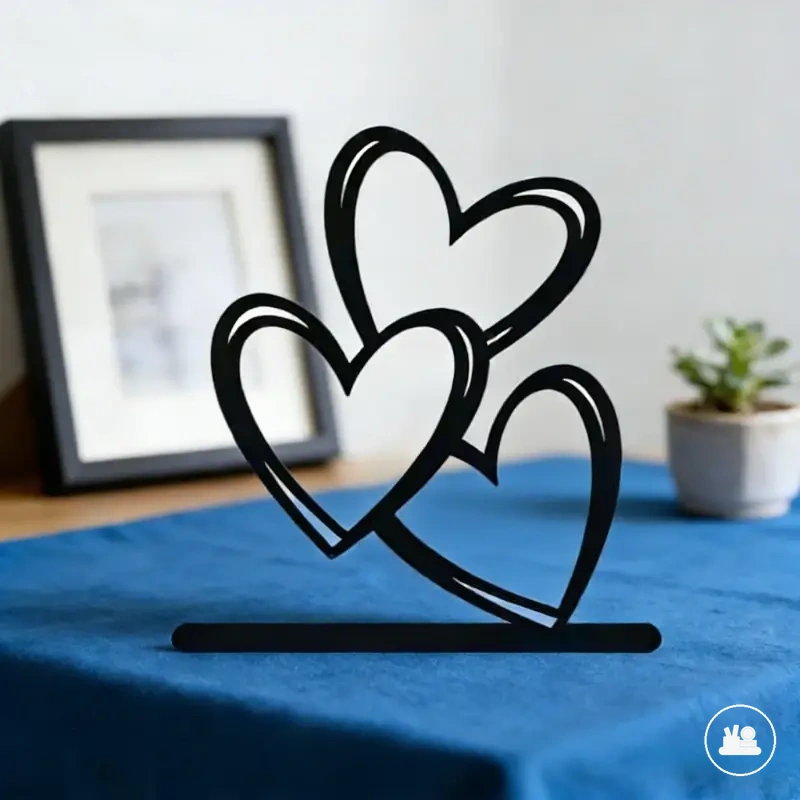 Wooden heart ornament for desktop, coffee table, or study desk decor