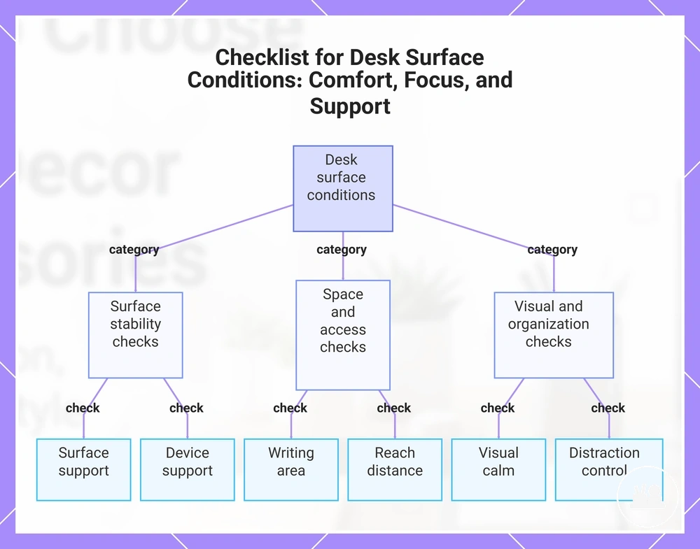 Checklist for Desk Surface Conditions: Comfort, Focus, and Support