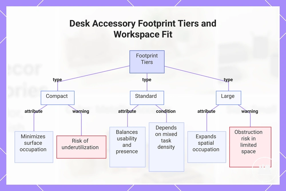 Desk Accessory Footprint Tiers and Workspace Fit