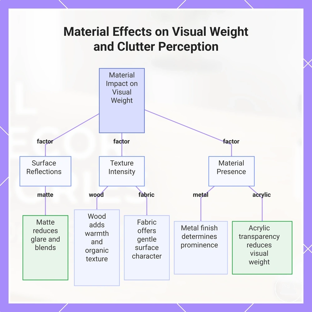 Material Effects on Visual Weight and Clutter Perception