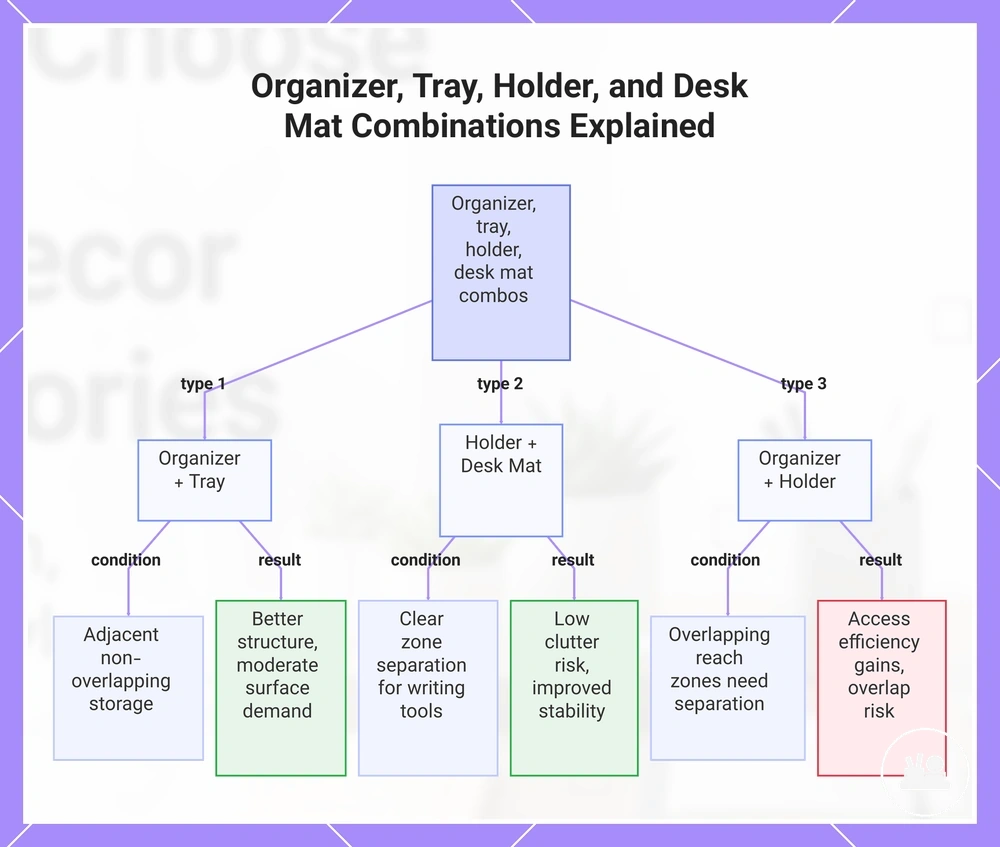 Organizer, Tray, Holder, and Desk Mat Combinations Explained