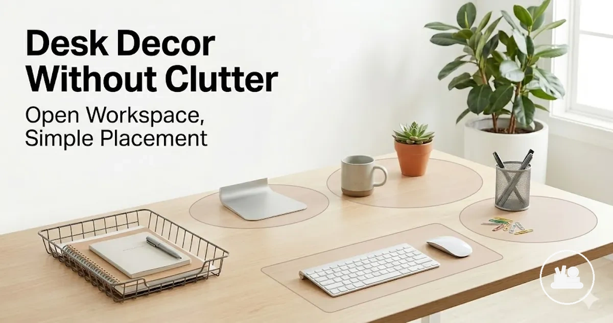 Clutter-free desk decor accessories placed with enough open workspace