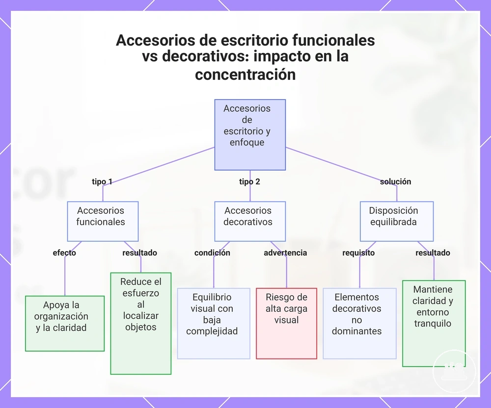 Accesorios de escritorio funcionales vs decorativos: impacto en la concentración