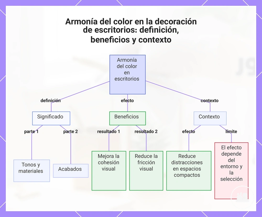 Armonía del color en la decoración de escritorios: definición, beneficios y contexto