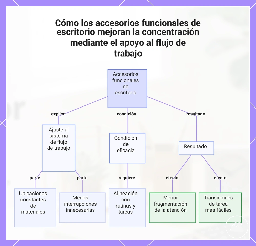 Cómo los accesorios funcionales de escritorio mejoran la concentración mediante el apoyo al flujo de trabajo