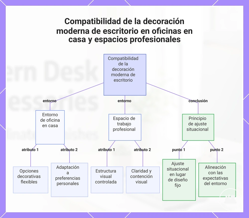 Compatibilidad de la decoración moderna de escritorio en oficinas en casa y espacios profesionales