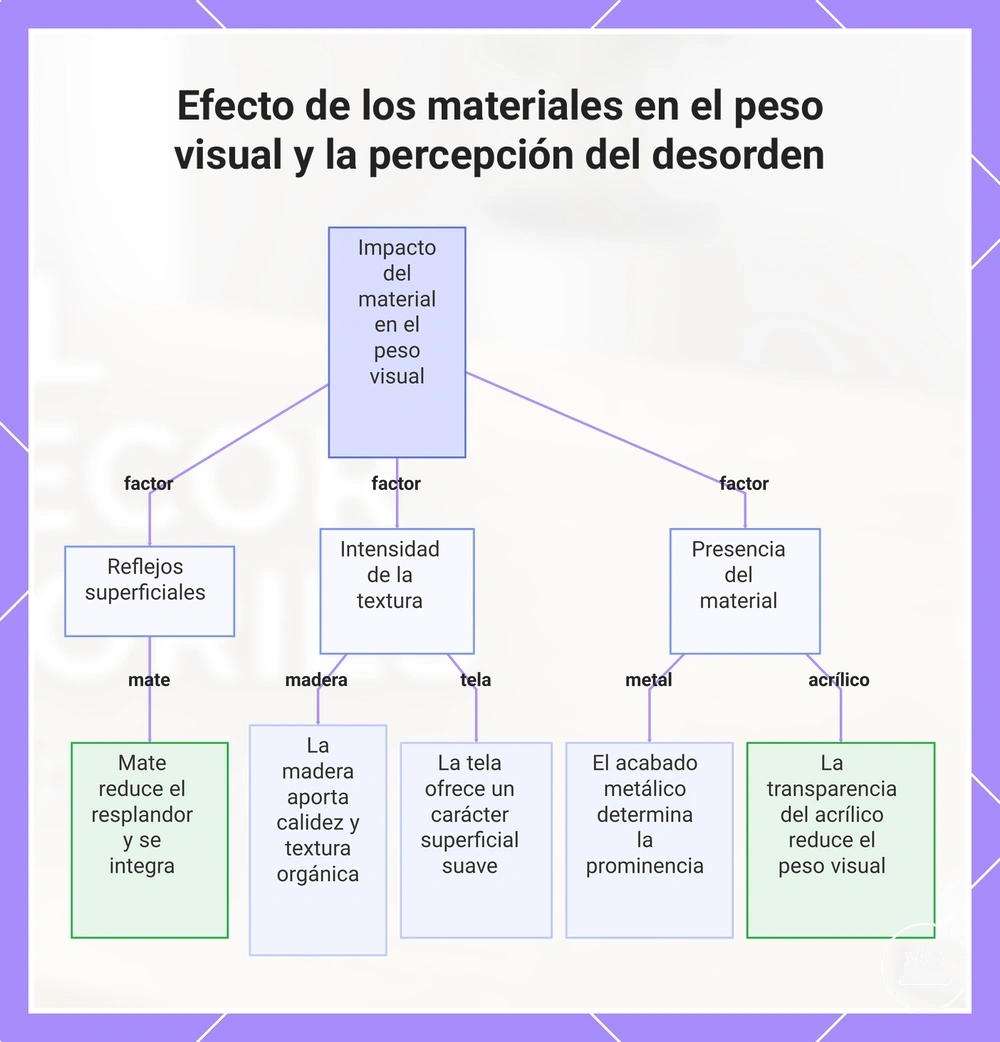 Efecto de los materiales en el peso visual y la percepción del desorden