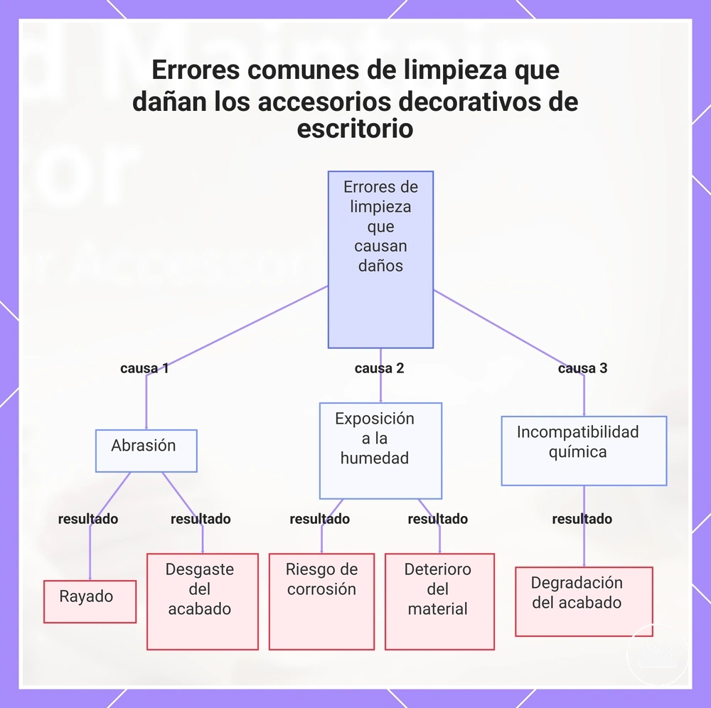 Errores comunes de limpieza que dañan los accesorios decorativos de escritorio