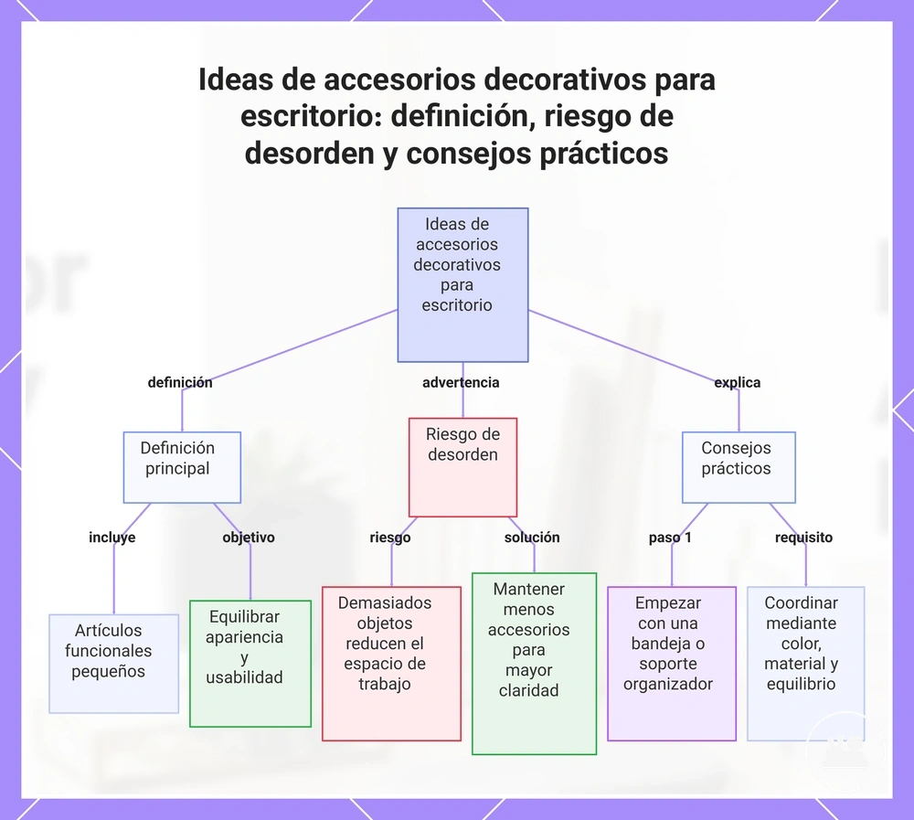 Ideas de accesorios decorativos para escritorio: definición, riesgo de desorden y consejos prácticos