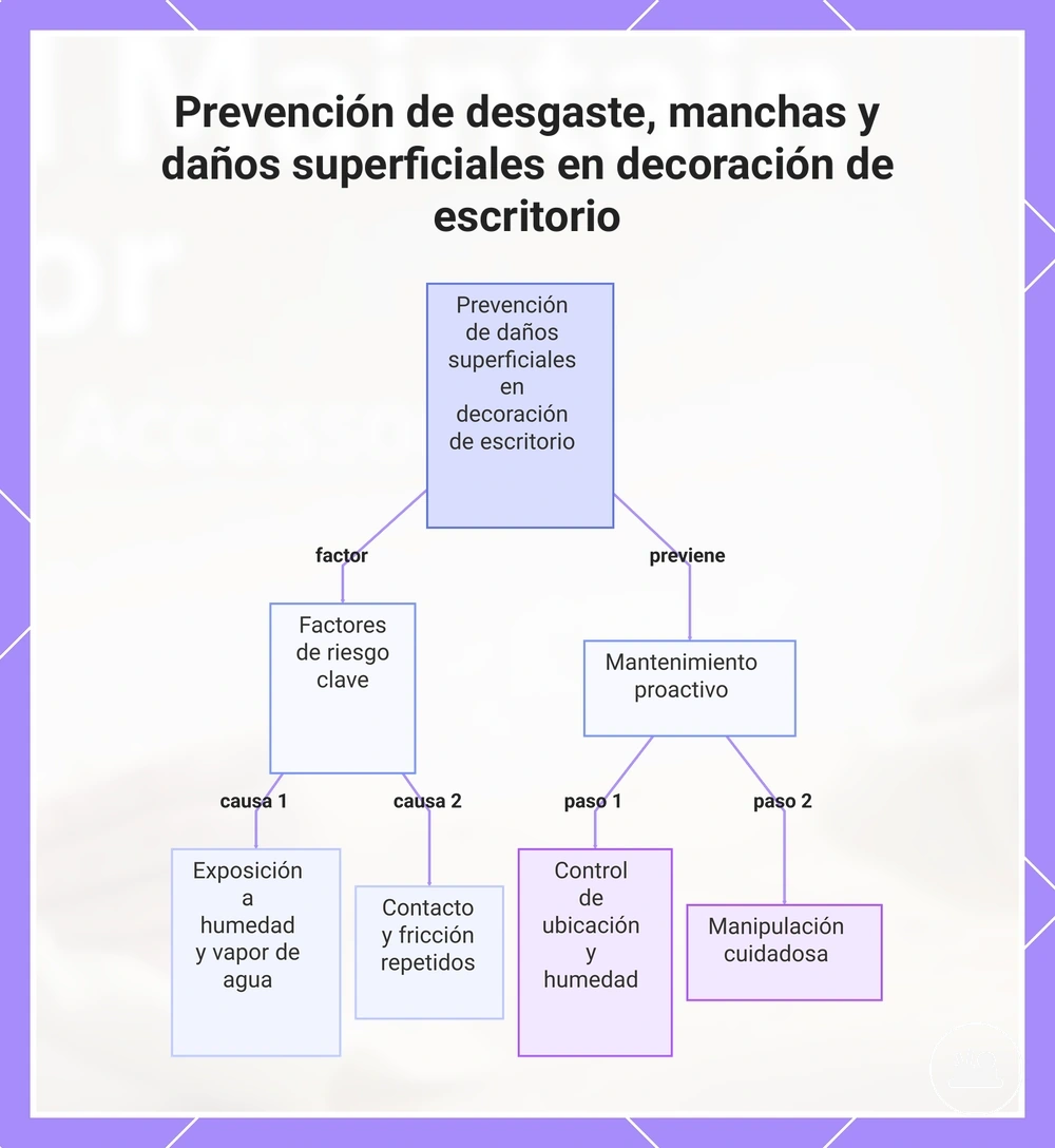 Prevención de desgaste, manchas y daños superficiales en decoración de escritorio