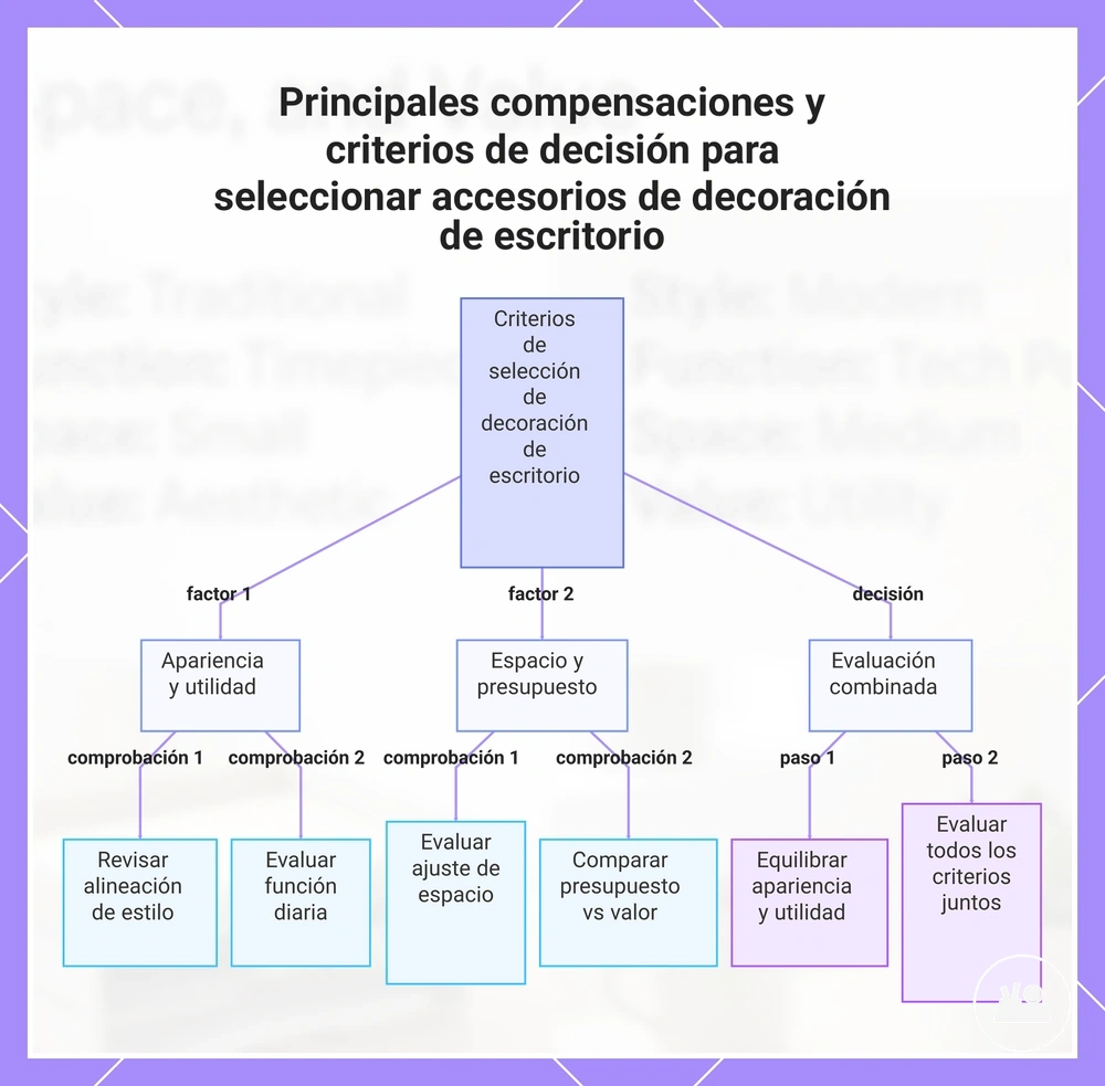Principales compensaciones y criterios de decisión para seleccionar accesorios de decoración de escritorio