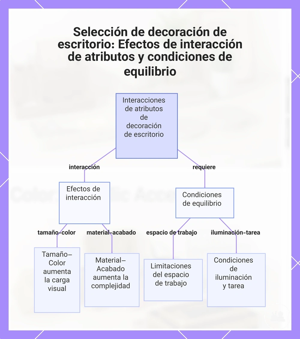 Selección de decoración de escritorio: Efectos de interacción de atributos y condiciones de equilibrio