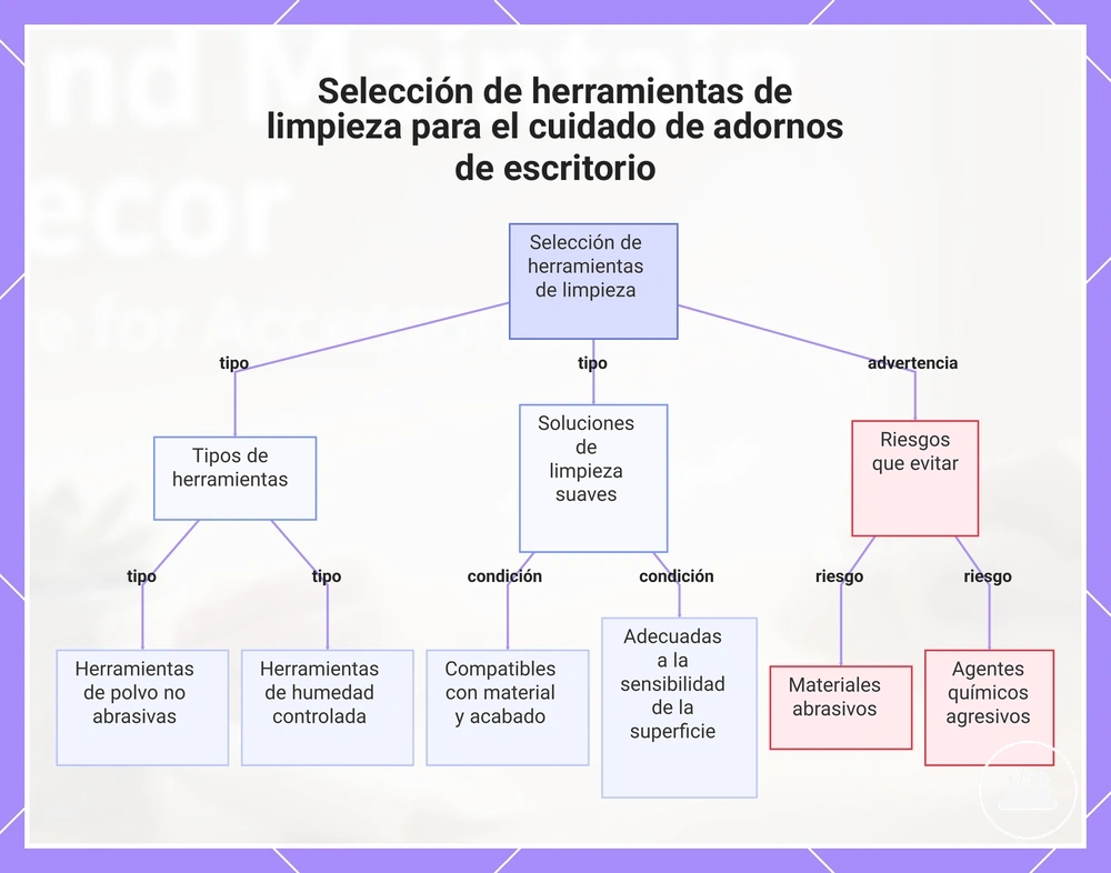 Selección de herramientas de limpieza para el cuidado de adornos de escritorio