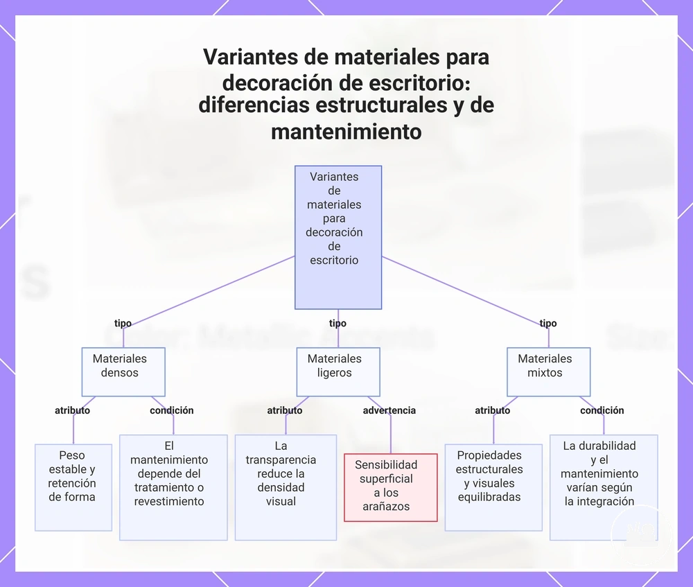 Variantes de materiales para decoración de escritorio: diferencias estructurales y de mantenimiento