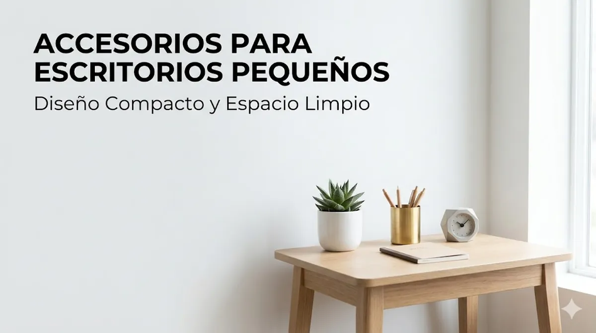 Accesorios decorativos compactos colocados en un escritorio pequeño sin recargarlo