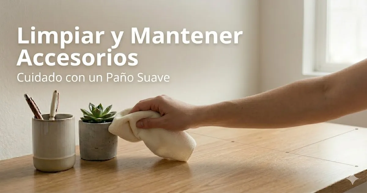 Accesorios decorativos para escritorio limpiados y mantenidos con un paño suave