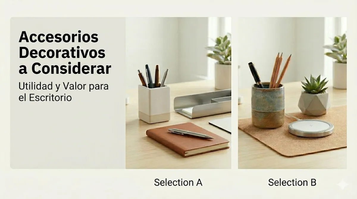 Accesorios decorativos para escritorio seleccionados por su utilidad y valor para un espacio de trabajo