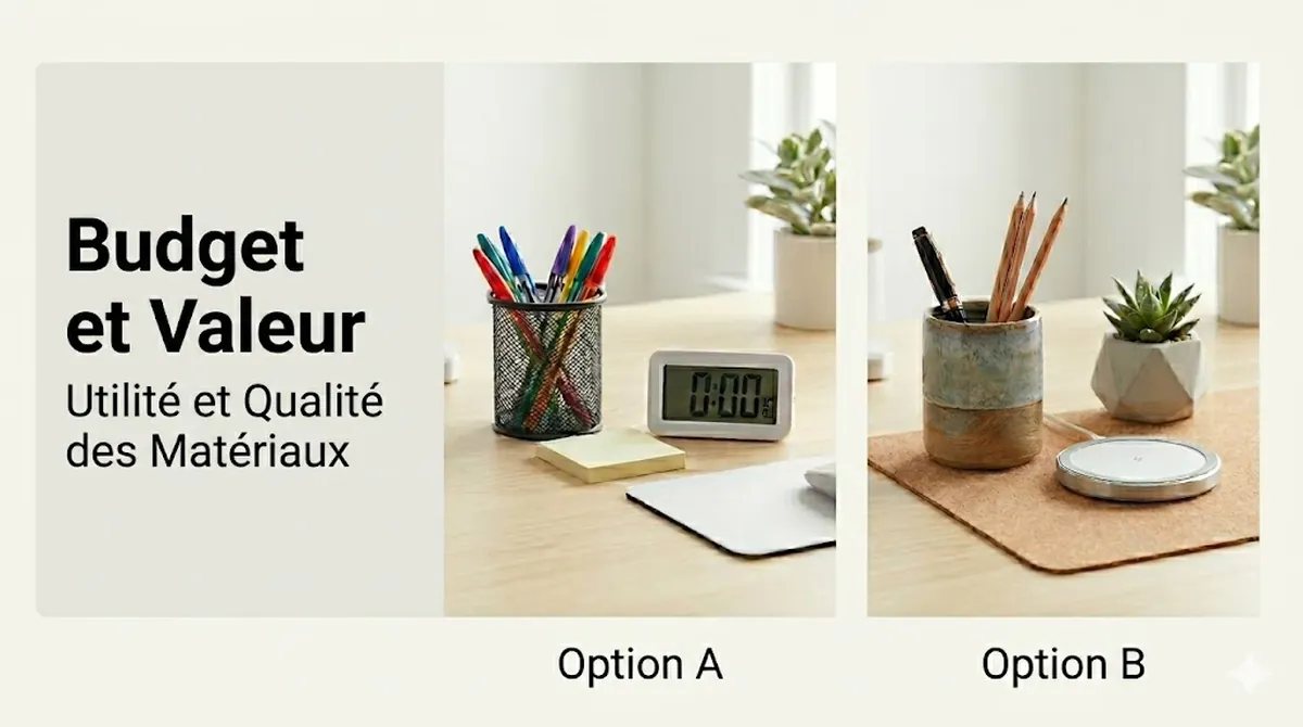 Accessoires déco de bureau comparés selon le budget, l’utilité et la qualité des matériaux